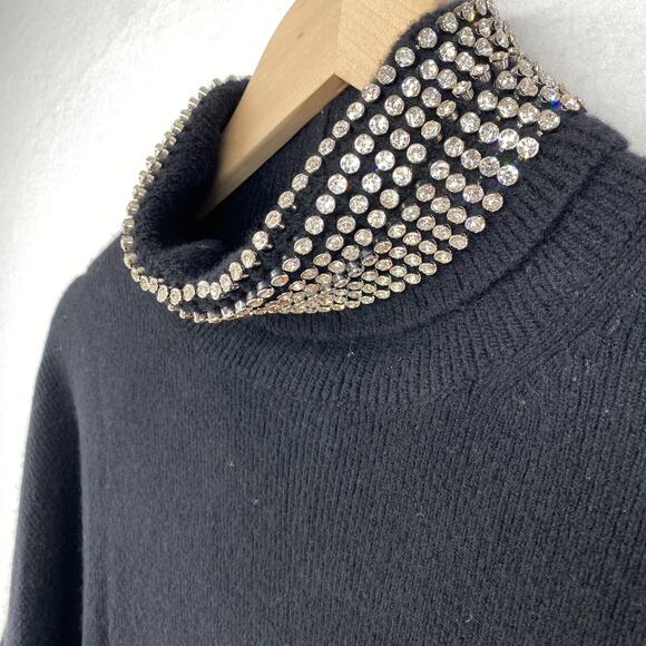 Alexander Wang Sweaters - ALEXANDER WANG Sweater Womens M Wool Blend Rhinestone Jewelry Turtleneck Black